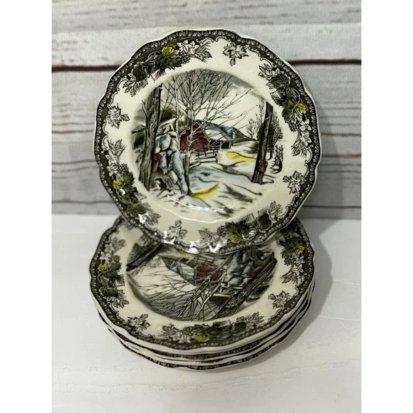 6~Johnson Bros. Friendly Village Bread & Butter/Dessert Plate Sugar Maples - Picture 1 of 3